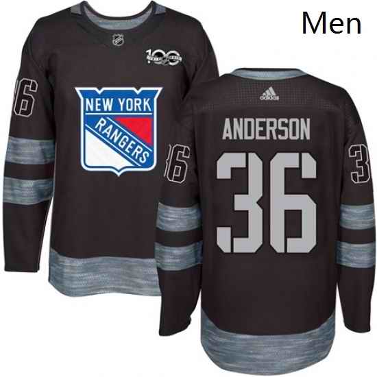 Mens Adidas New York Rangers 36 Glenn Anderson Authentic Black 1917 2017 100th Anniversary NHL Jersey